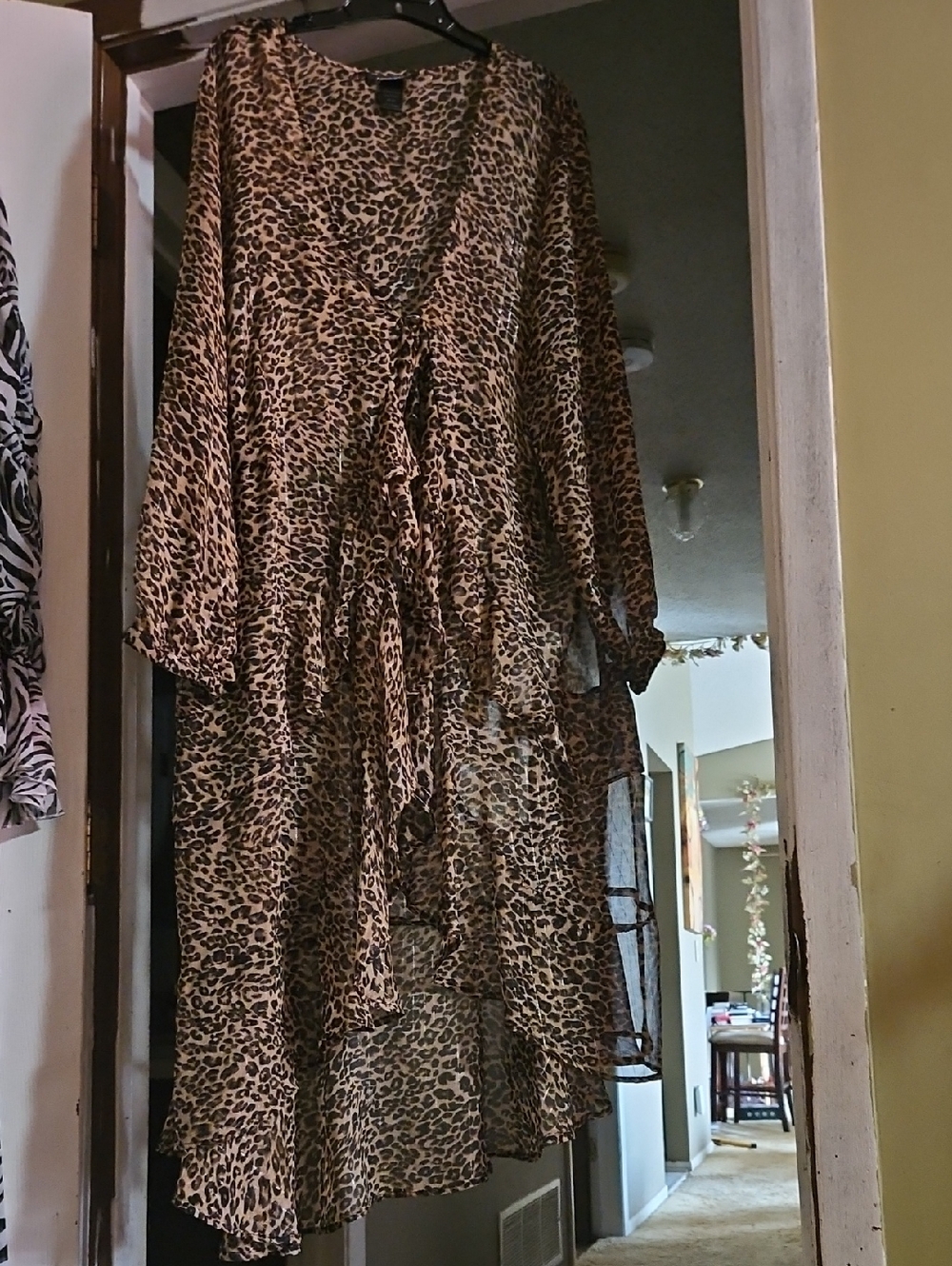 Tiered Hi Low Sheer Leopard Top